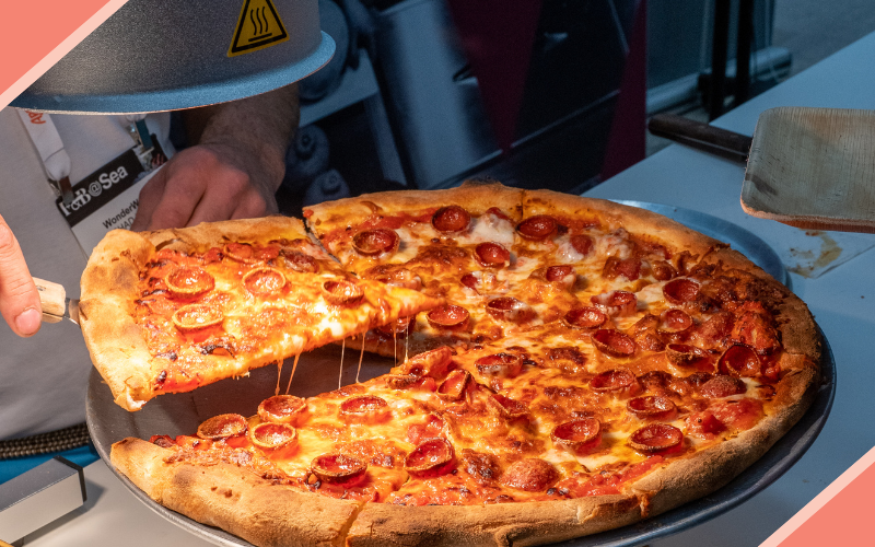 Pizza being served